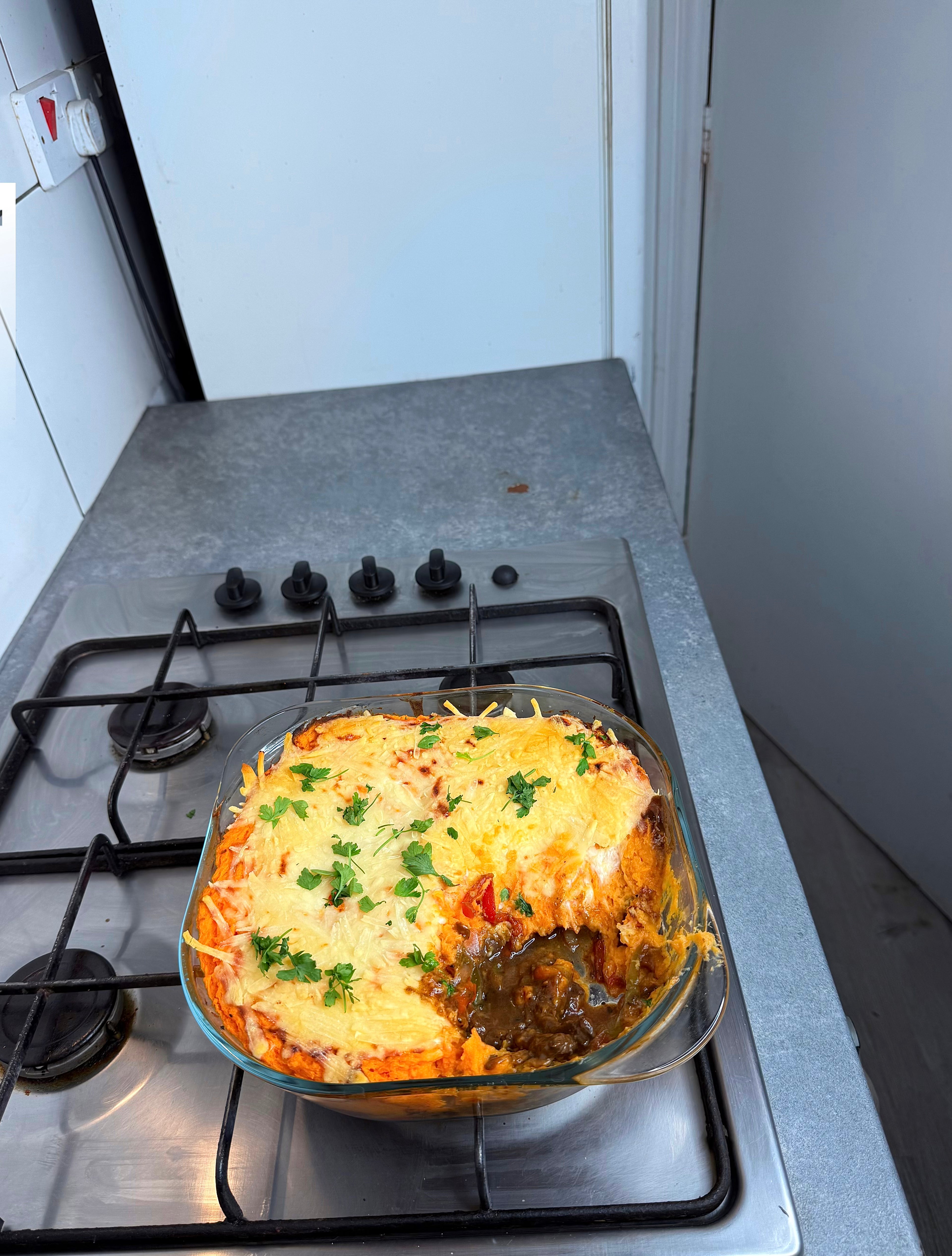 Jamaican Sweet Potato  Pepper Steak Shepherd’s Pie