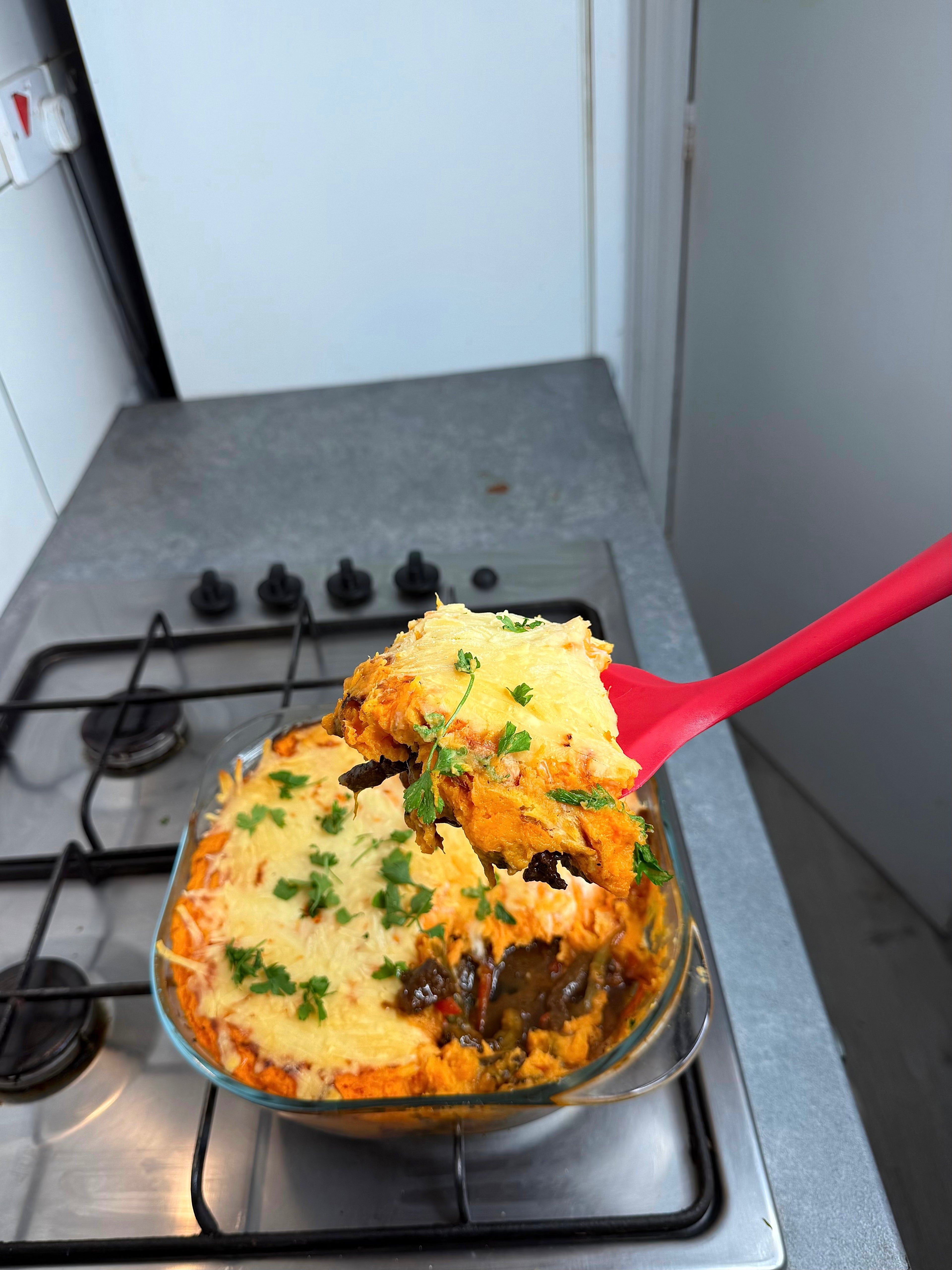 Jamaican Sweet Potato  Pepper Steak Shepherd’s Pie