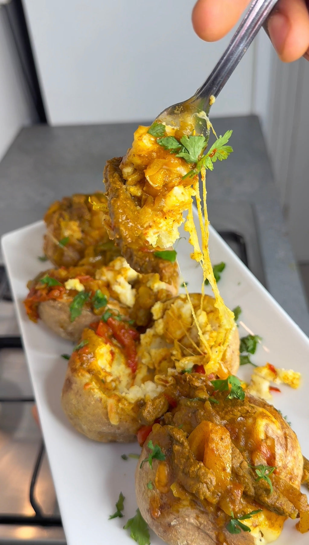 Curry Steak Jacket Potatoes