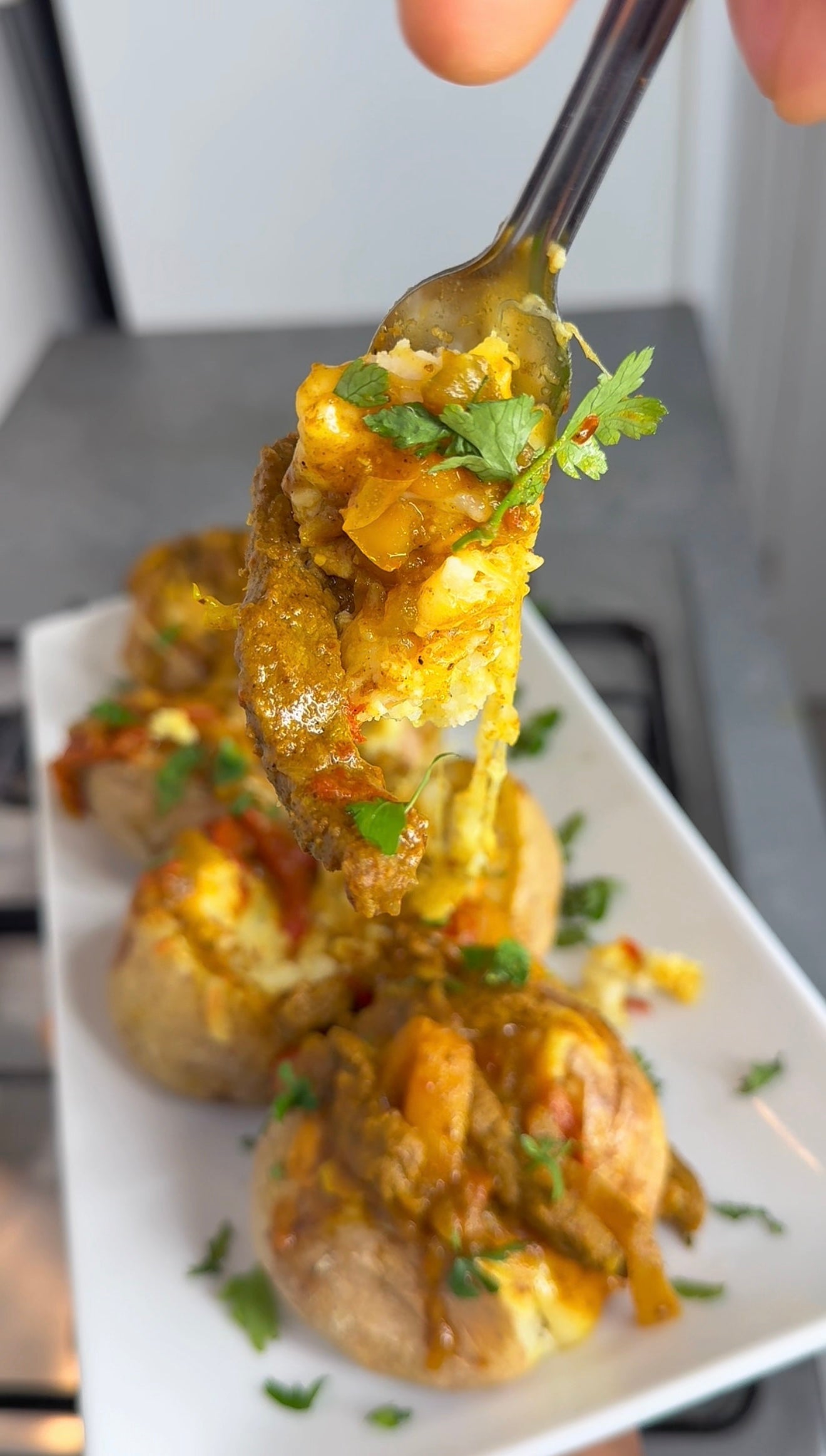 Curry Steak Jacket Potatoes