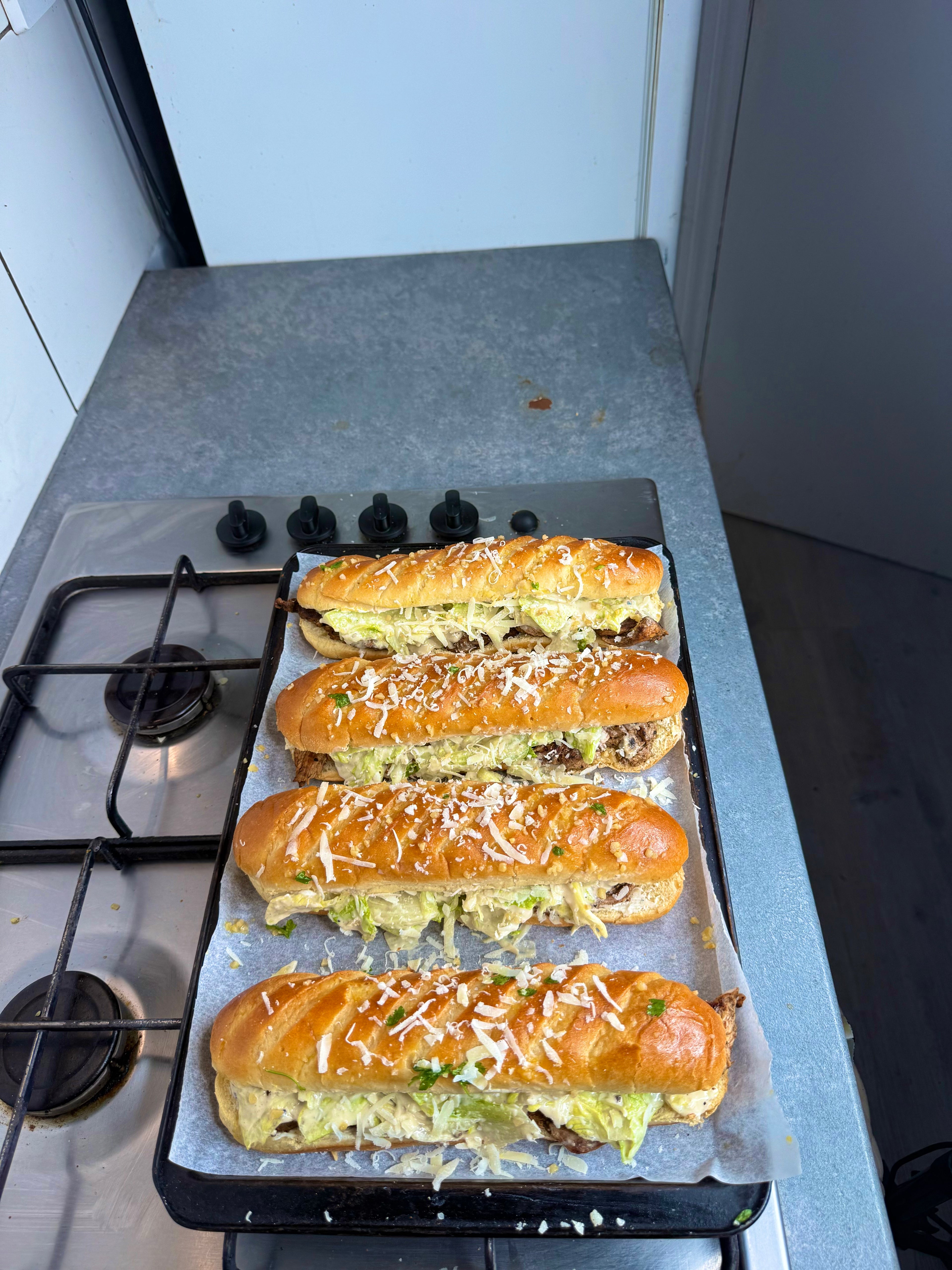 Jerk Chicken Caesar Salad Sandwiches