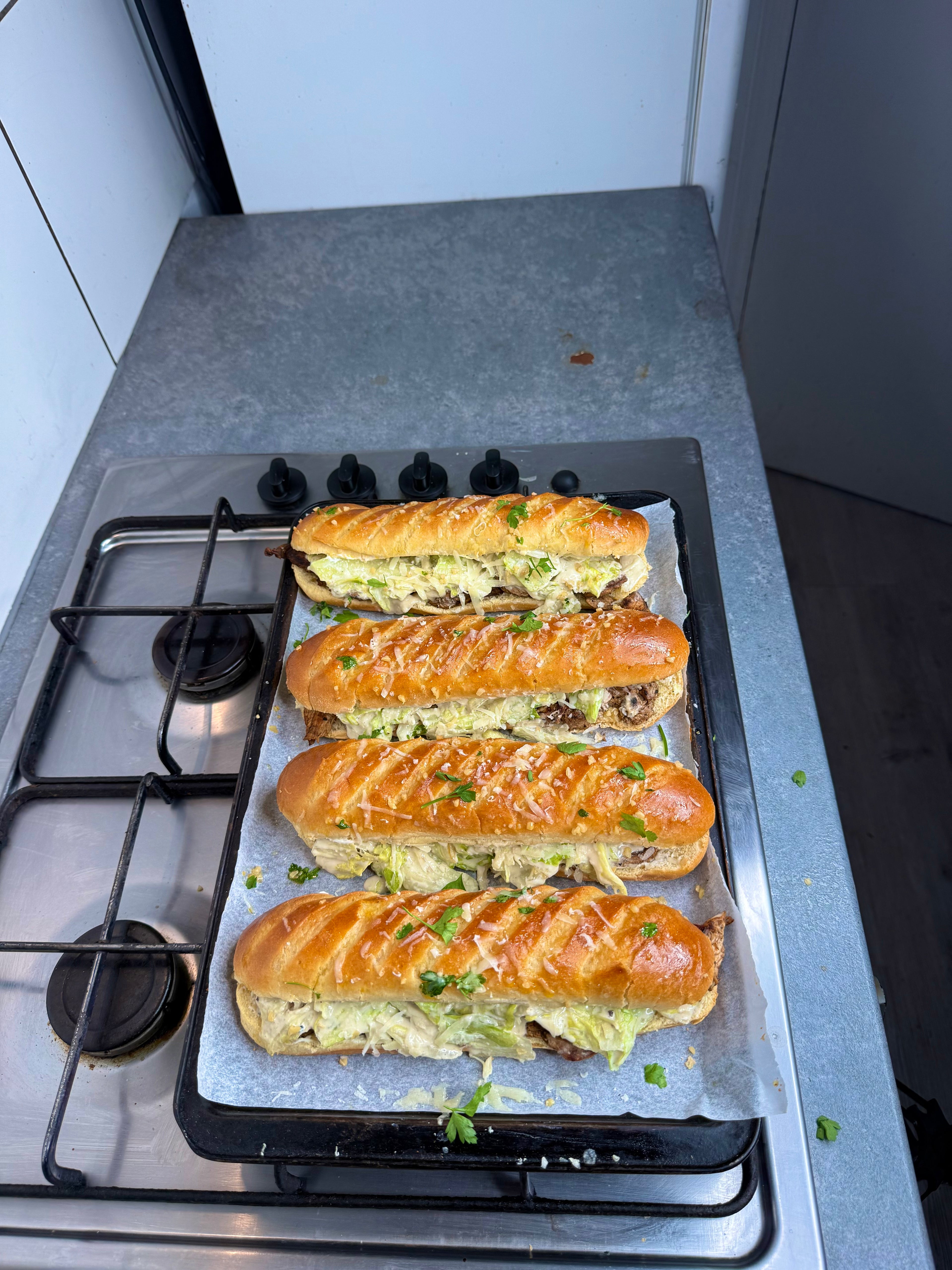 Jerk Chicken Caesar Salad Sandwiches
