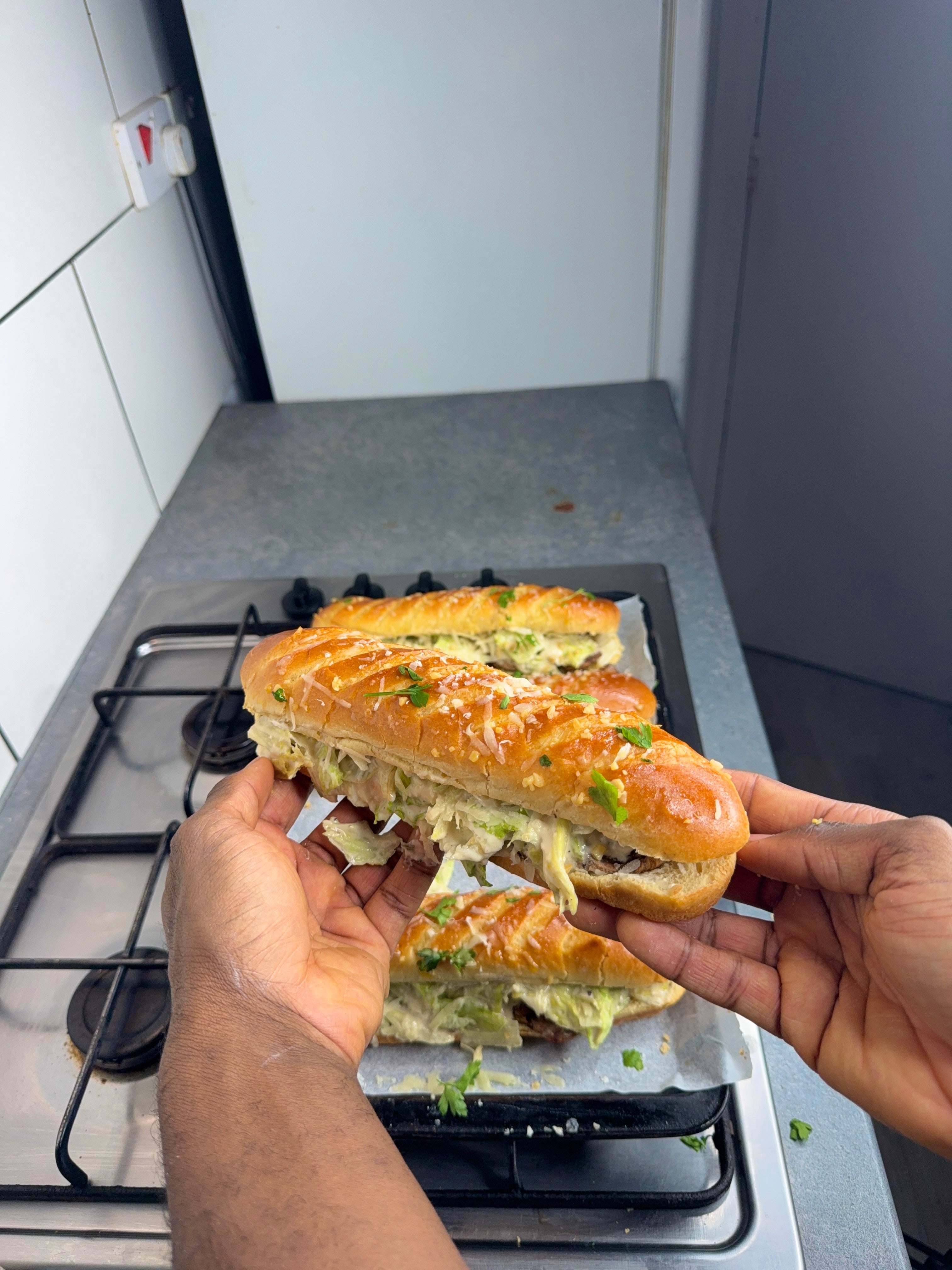 Jerk Chicken Caesar Salad Sandwiches