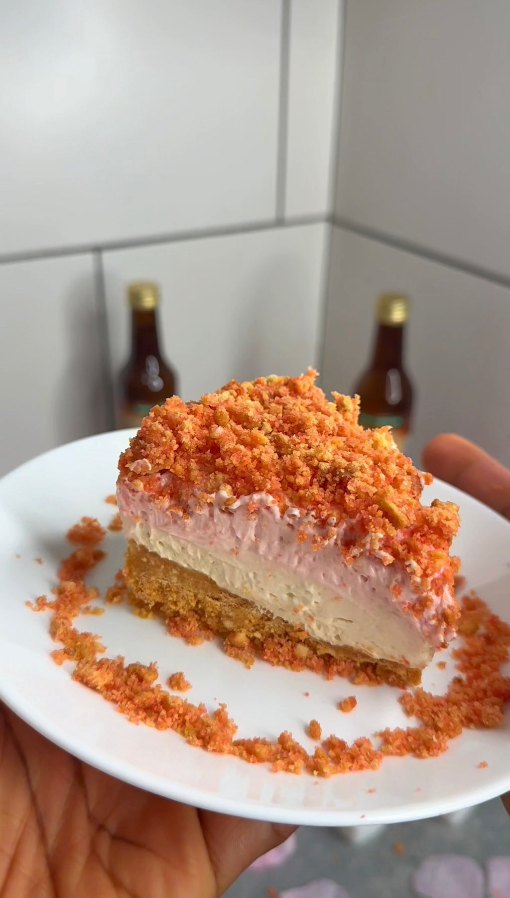 Jamaican Rum Cream Strawberry Crunch Cheesecake