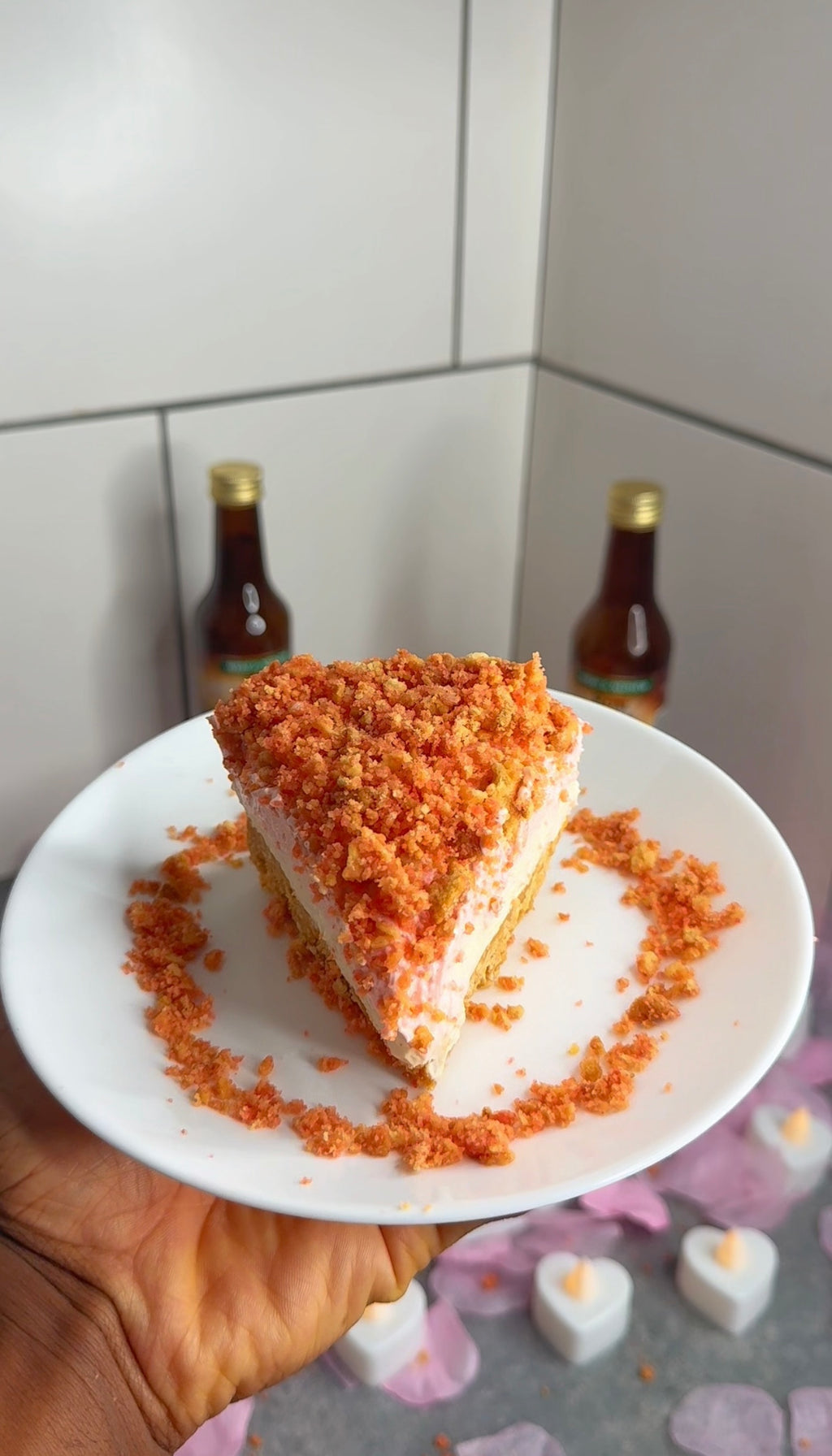 Jamaican Rum Cream Strawberry Crunch Cheesecake