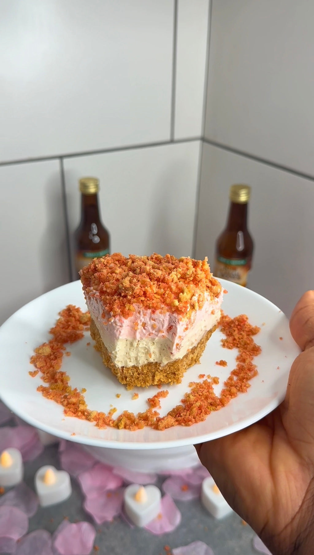 Jamaican Rum Cream Strawberry Crunch Cheesecake