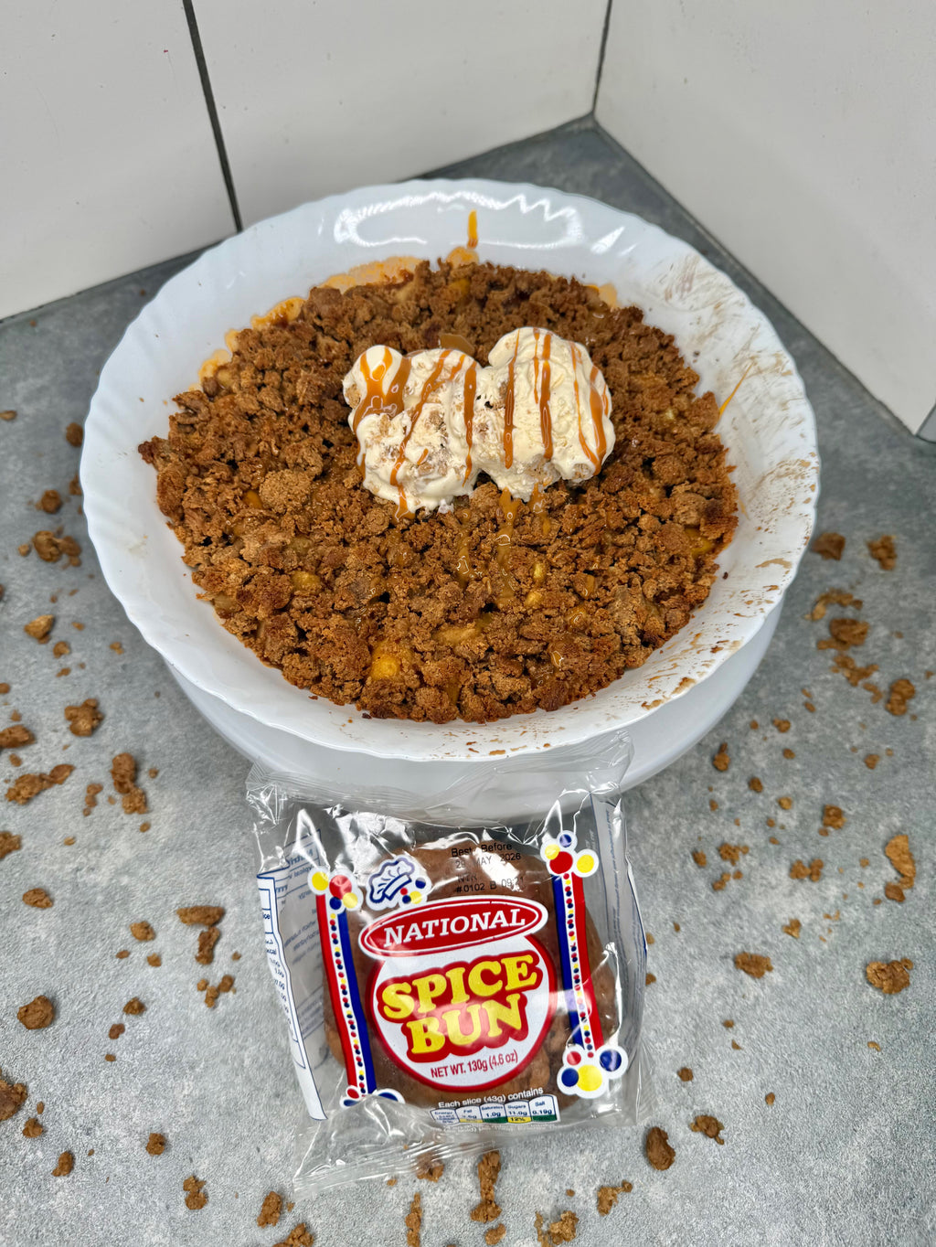 Jamaican Spice Bun Plantain Apple Crumble