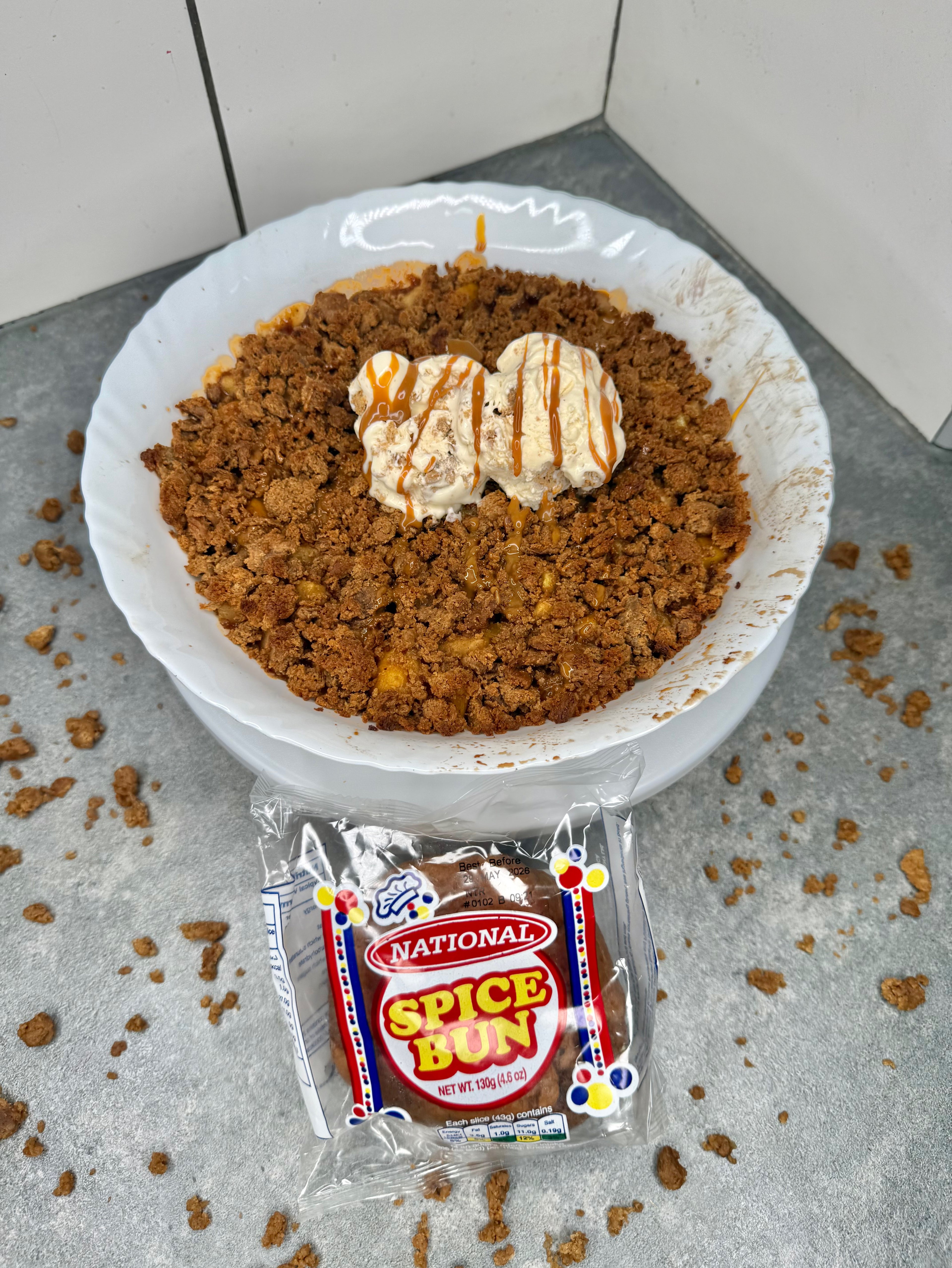 Jamaican Spice Bun Plantain Apple Crumble