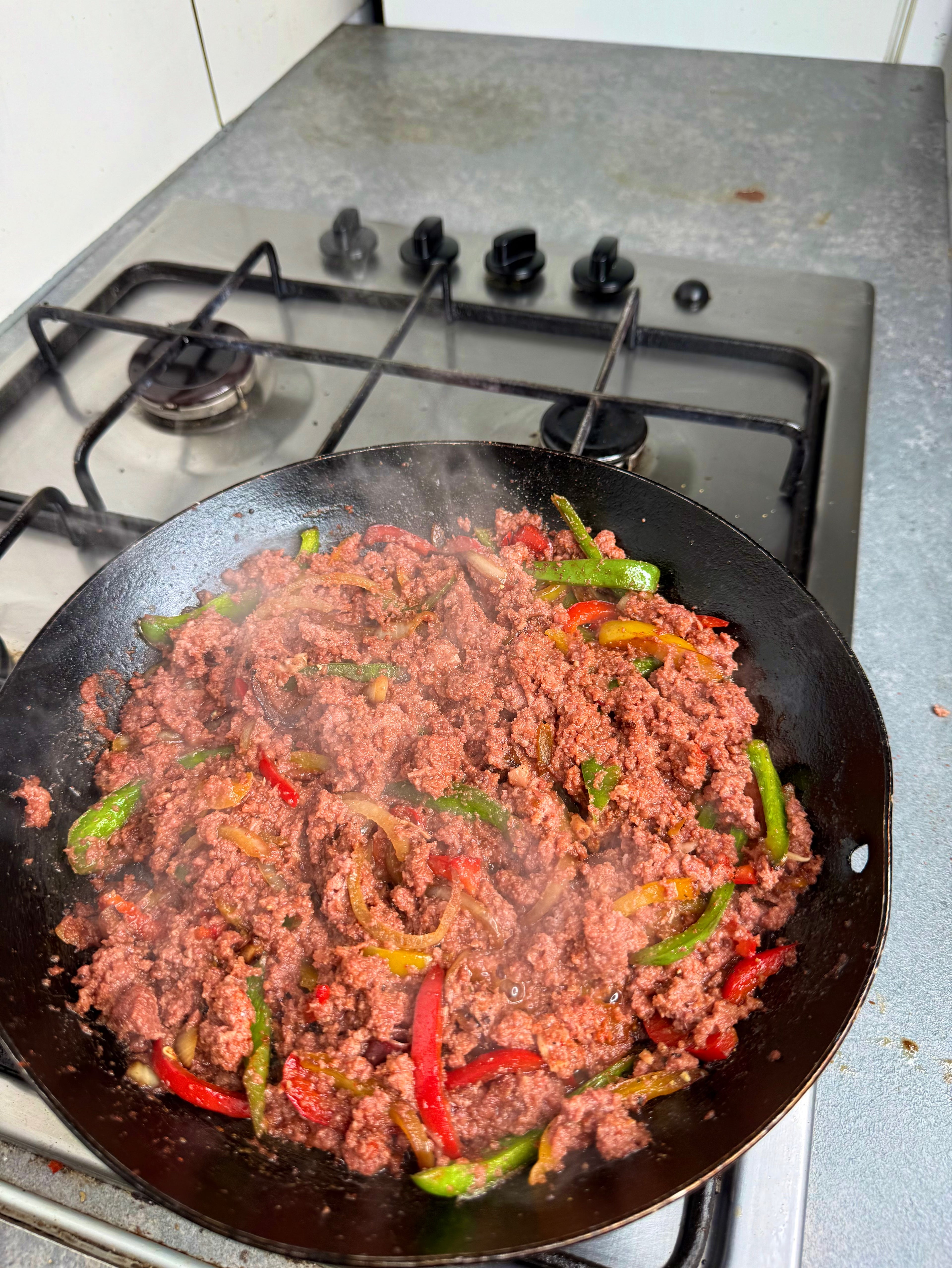 Jamaican Cheesy Corn Beef Spaghetti