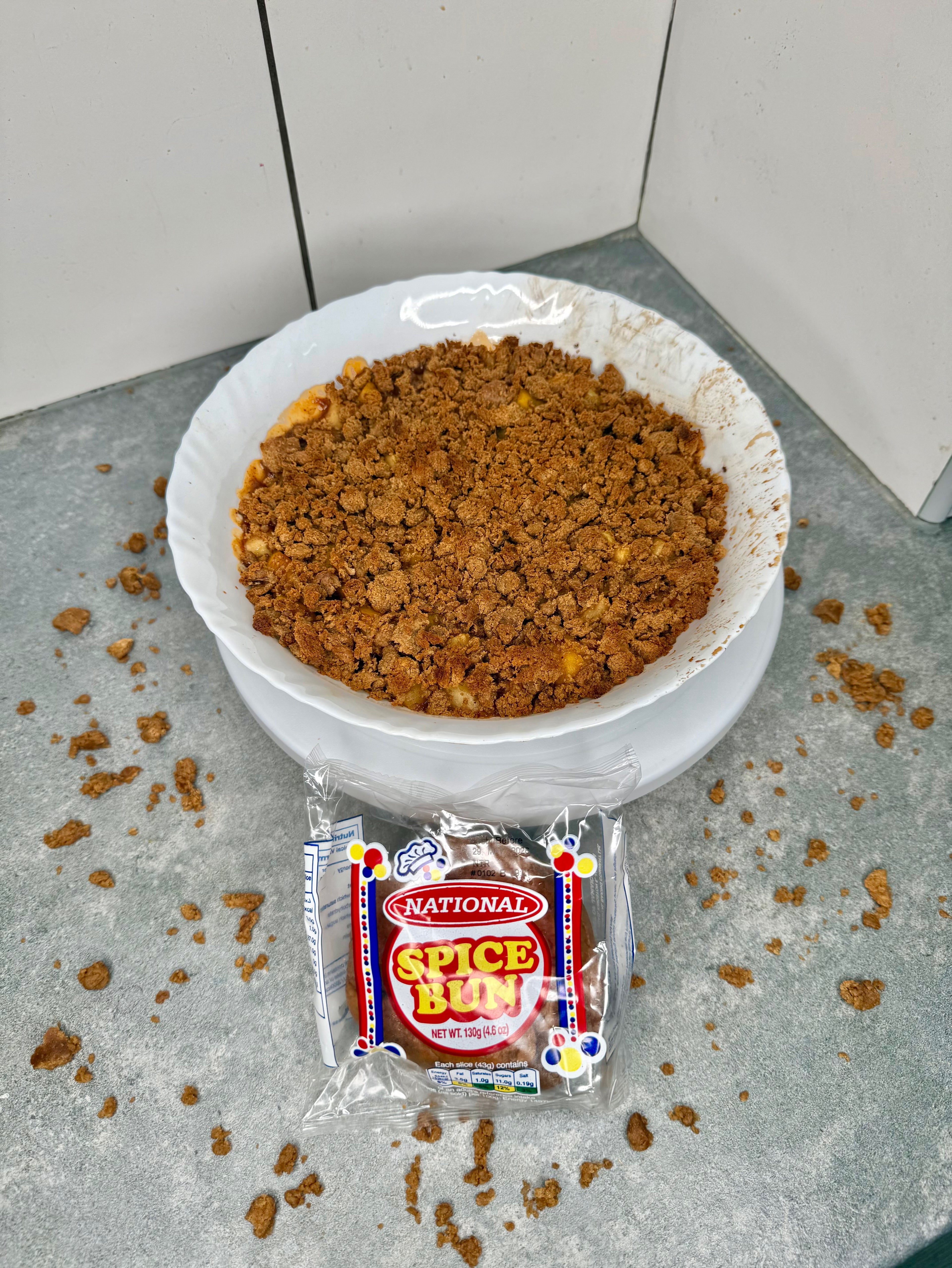 Jamaican Spice Bun Plantain Apple Crumble