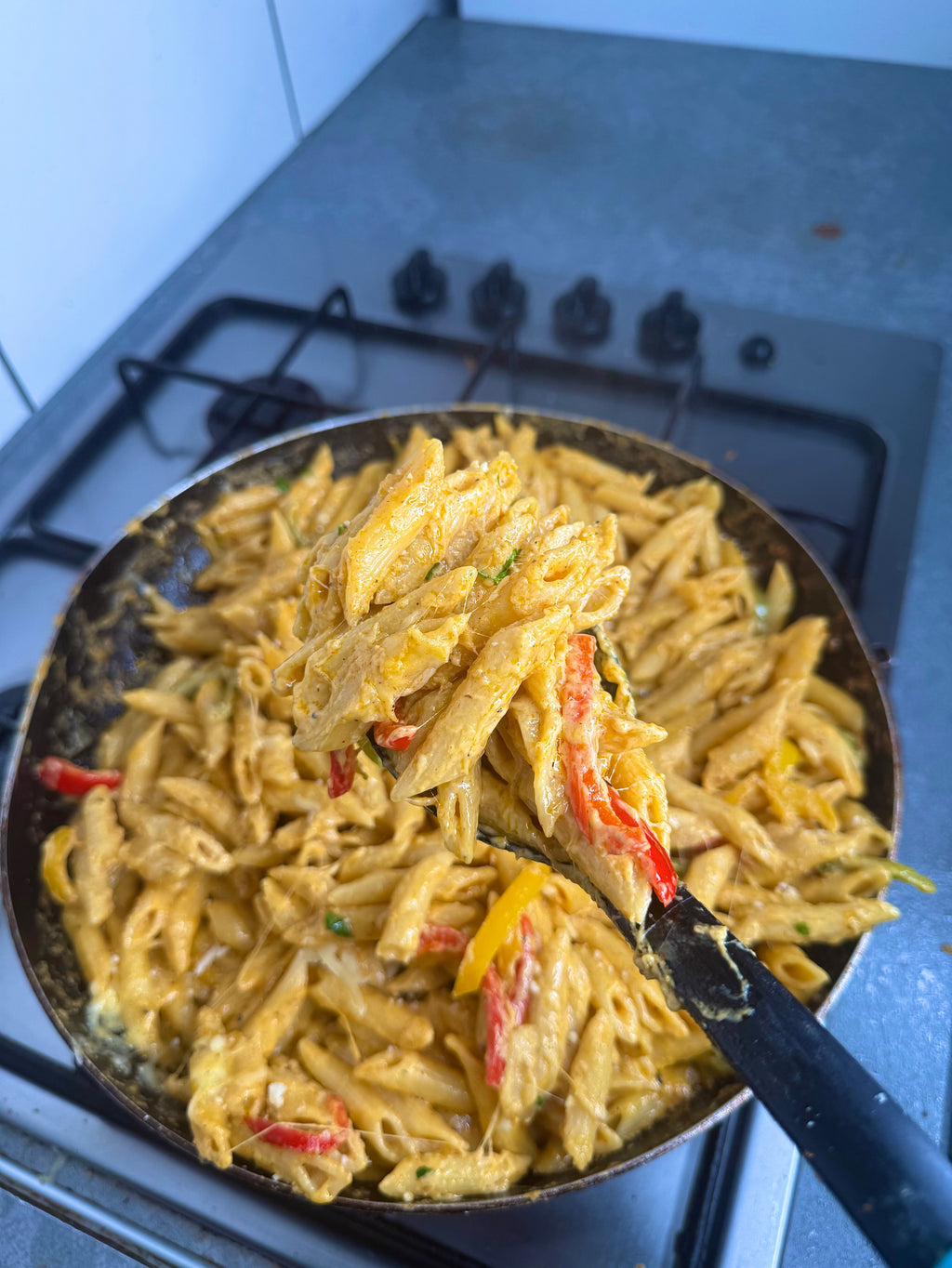 Fried Whole Chicken Stuffed W/Rasta Pasta