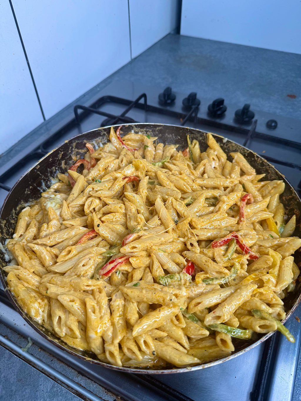 Fried Whole Chicken Stuffed W/Rasta Pasta