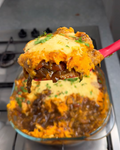 Jamaican Sweet Potato  Pepper Steak Shepherd’s Pie