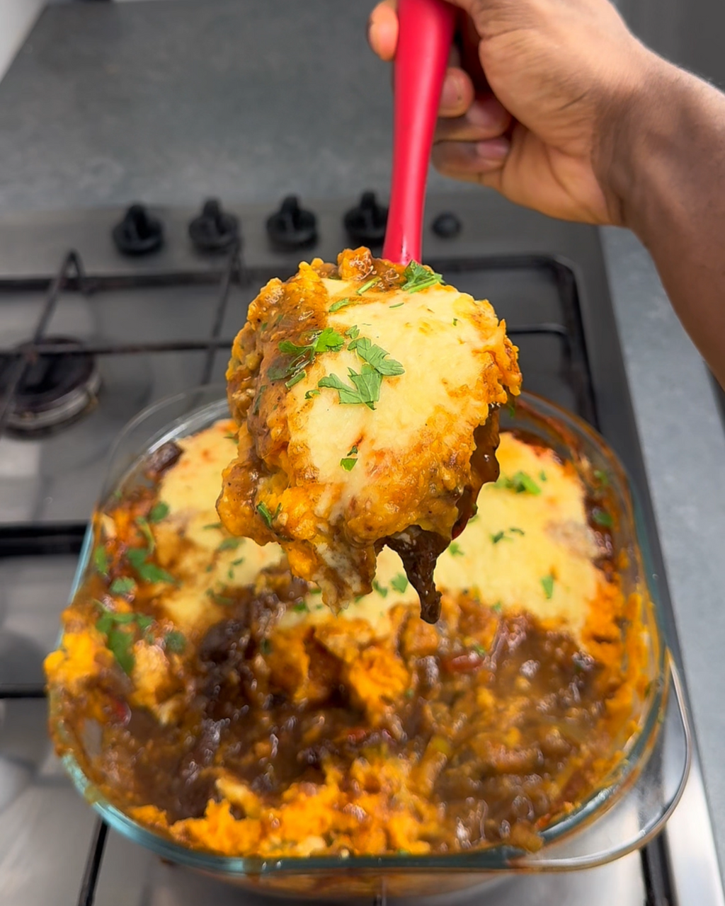 Jamaican Sweet Potato  Pepper Steak Shepherd’s Pie