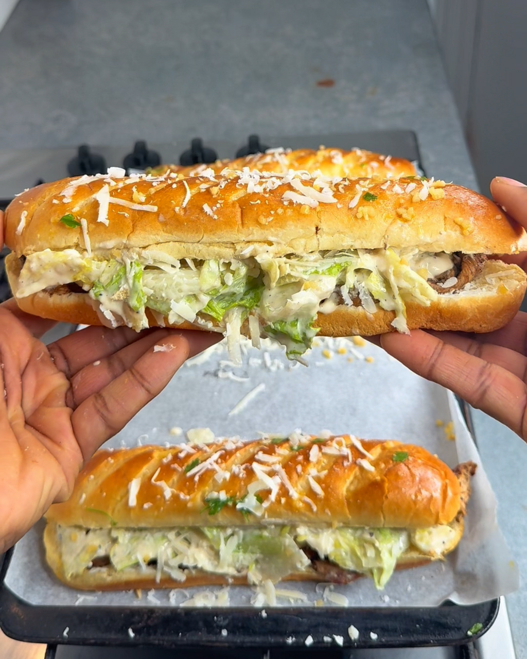 Jerk Chicken Caesar Salad Sandwiches