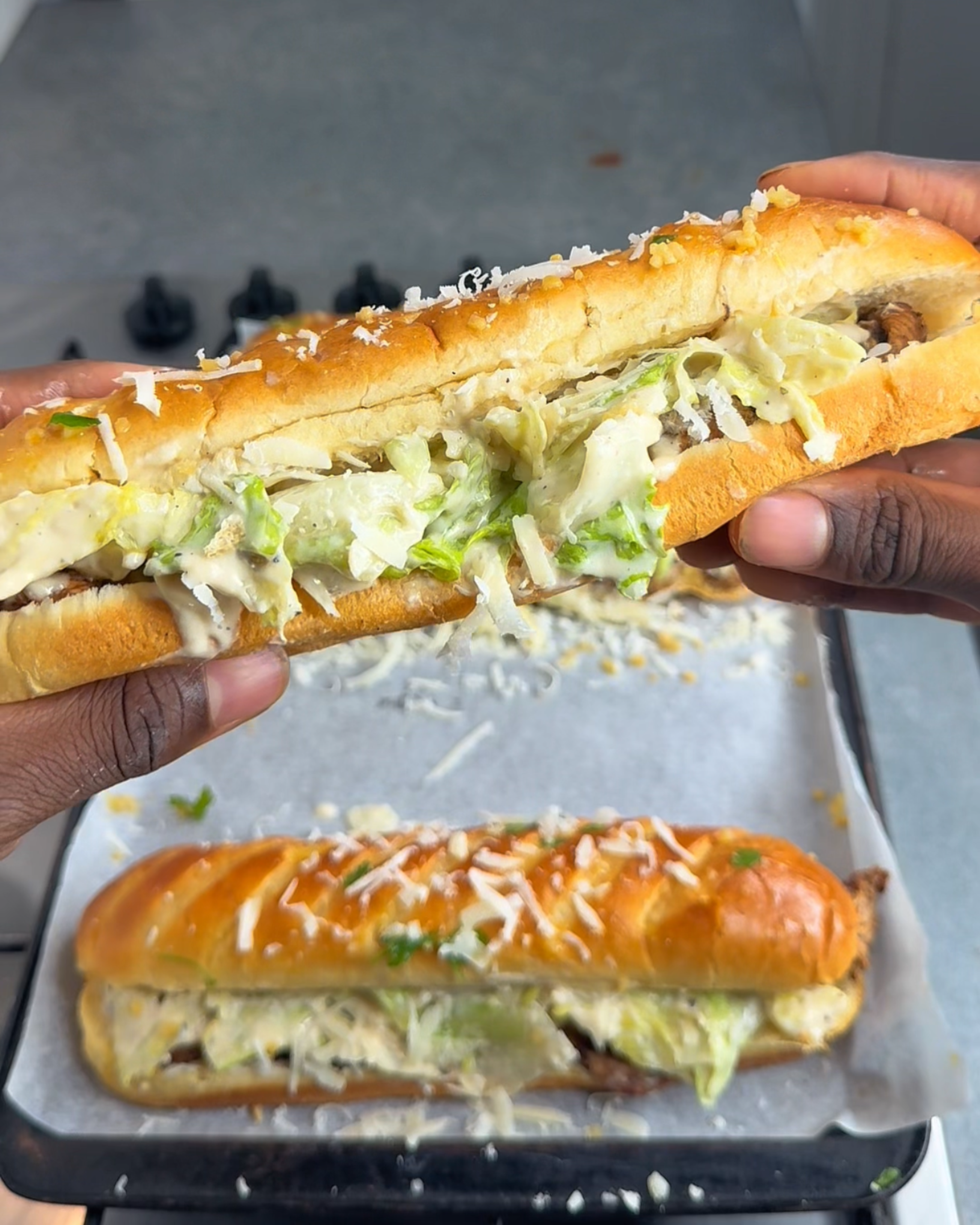 Jerk Chicken Caesar Salad Sandwiches