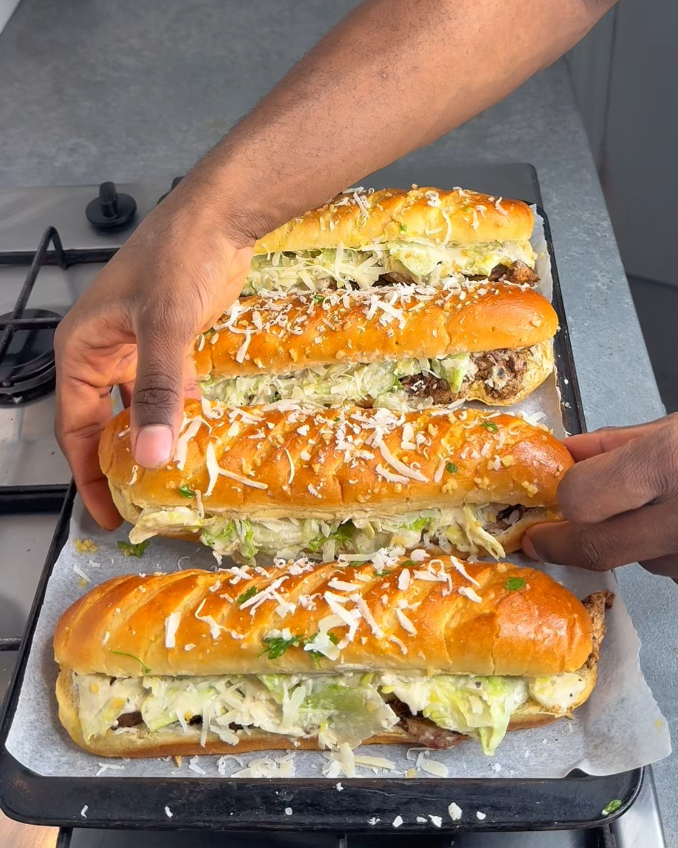 Jerk Chicken Caesar Salad Sandwiches