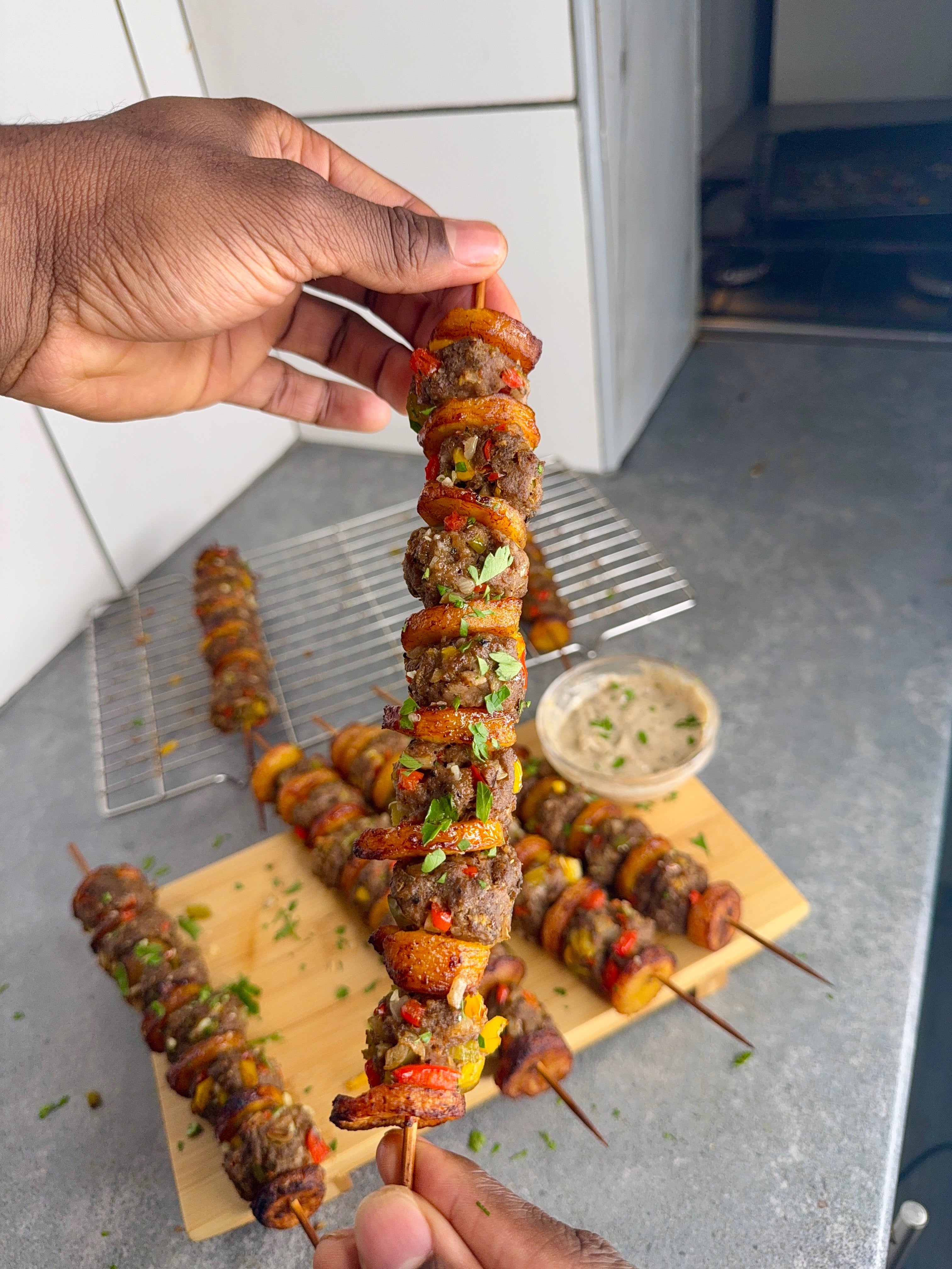 Jamaican Plantain & Mince Kebabs
